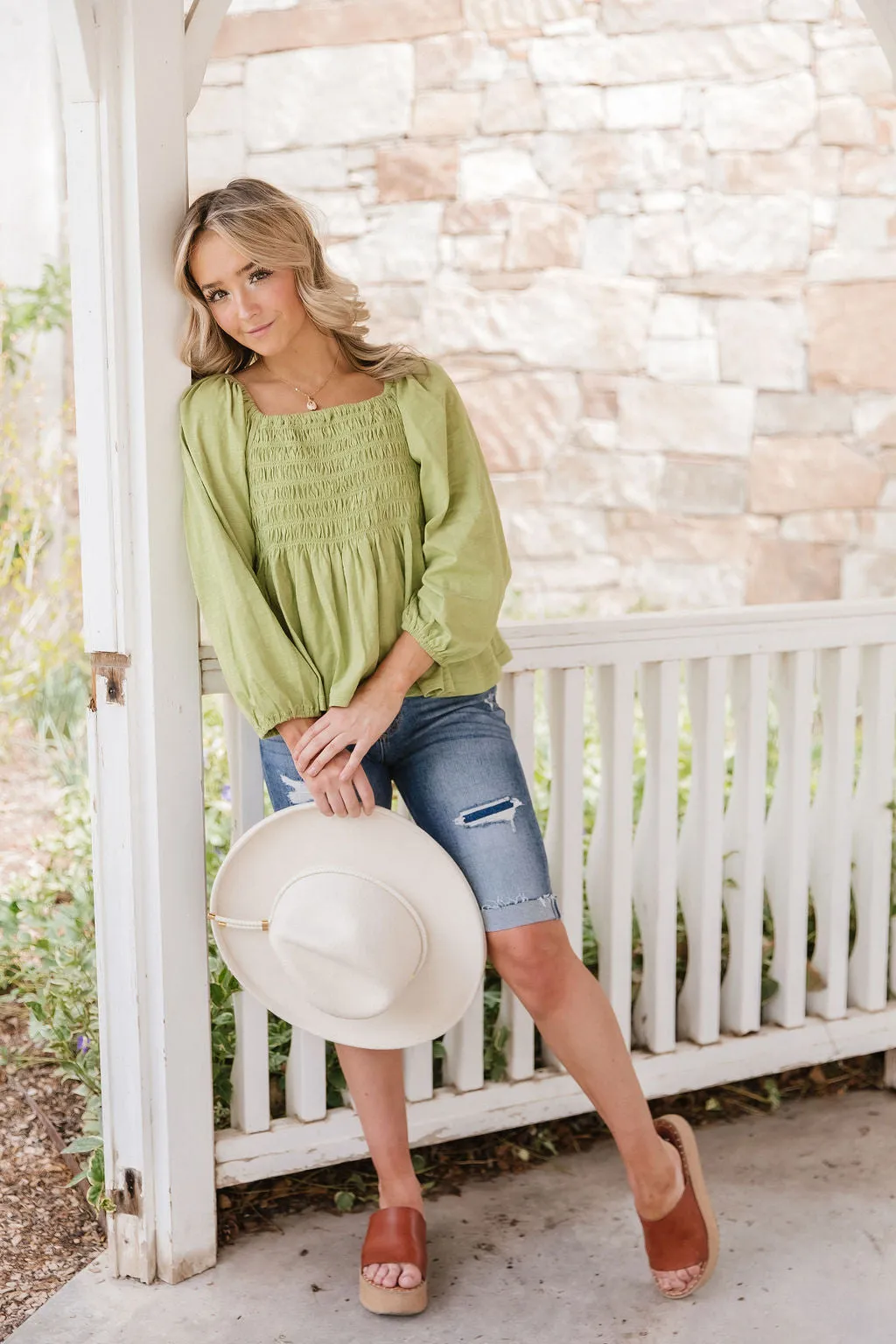 Olivia Smocked Peplum Top