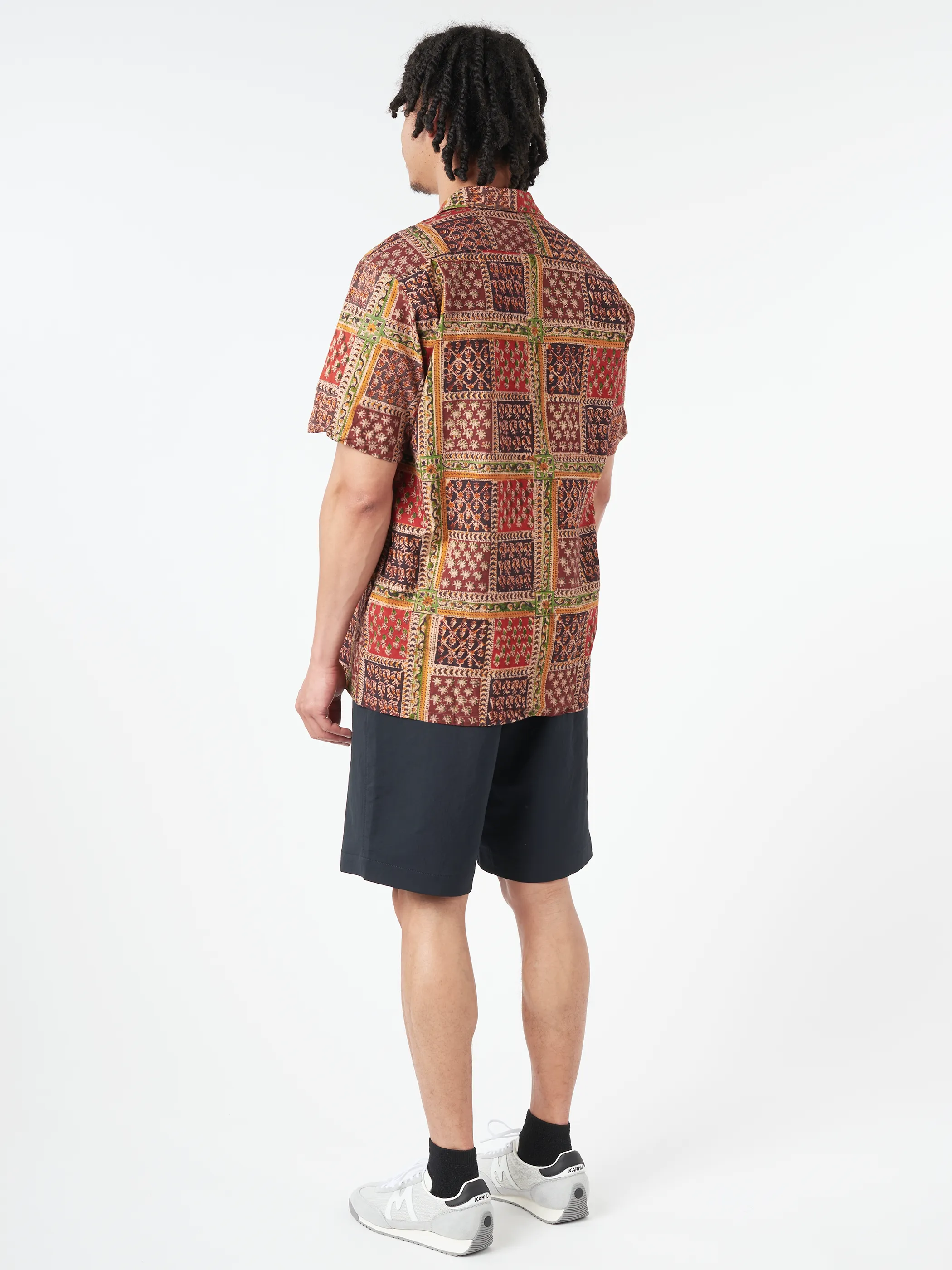 Open Collar Block Print Shirt