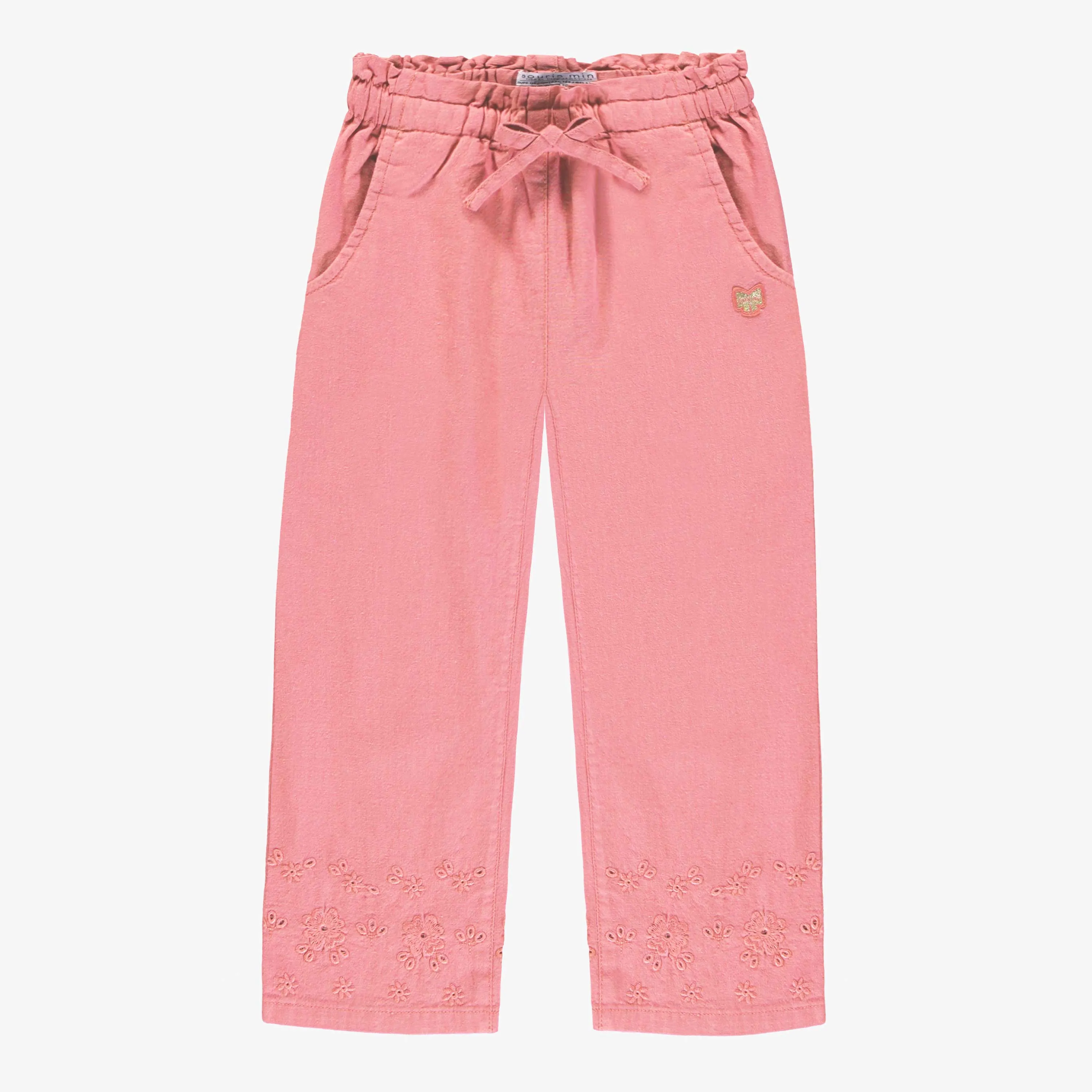 Pantalon rose avec broderies anglaises, enfant || Pink pants with broderies anglaises, child