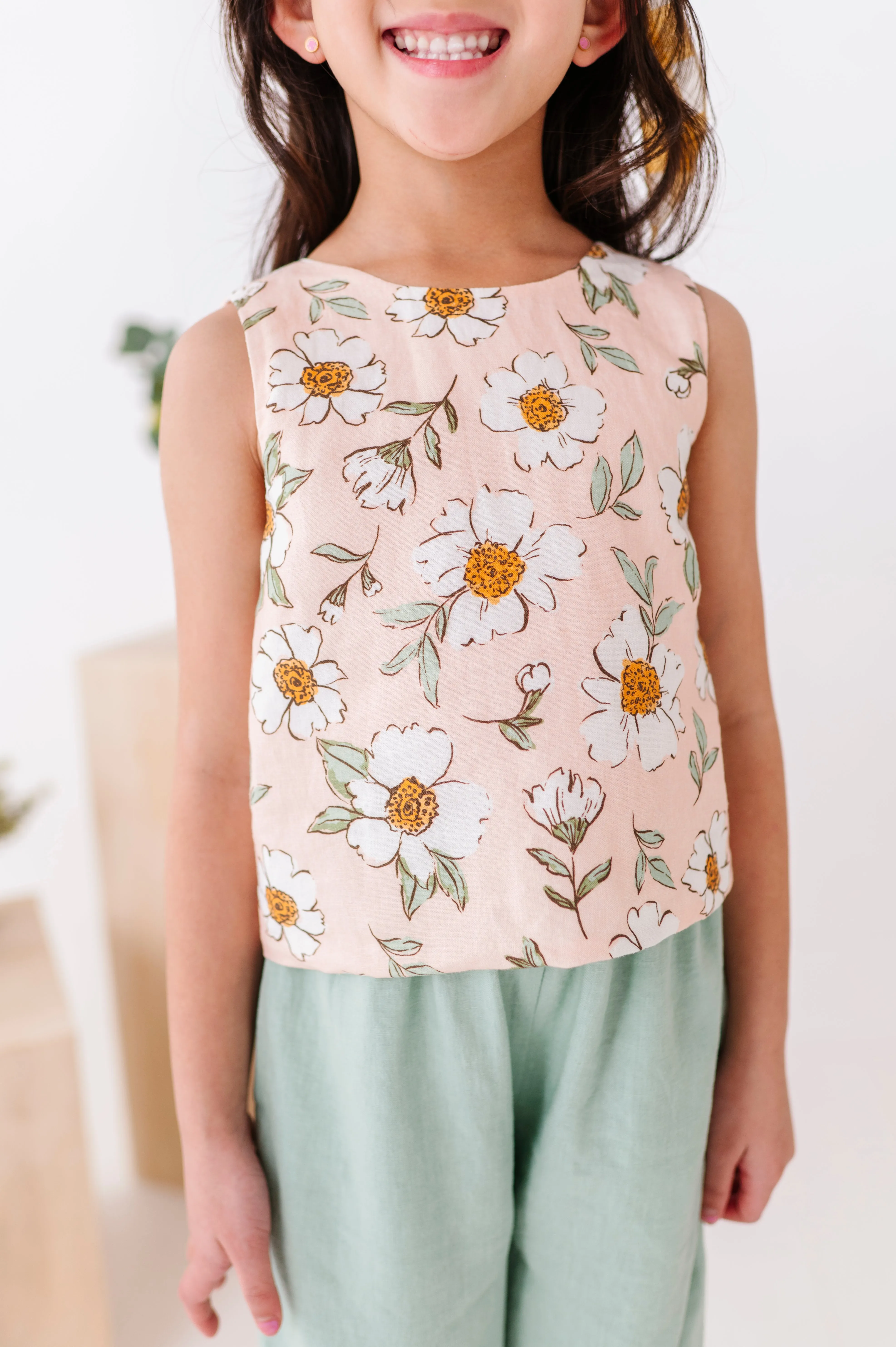 Peachy Peonies | Tie-Back   Crop Pants Set