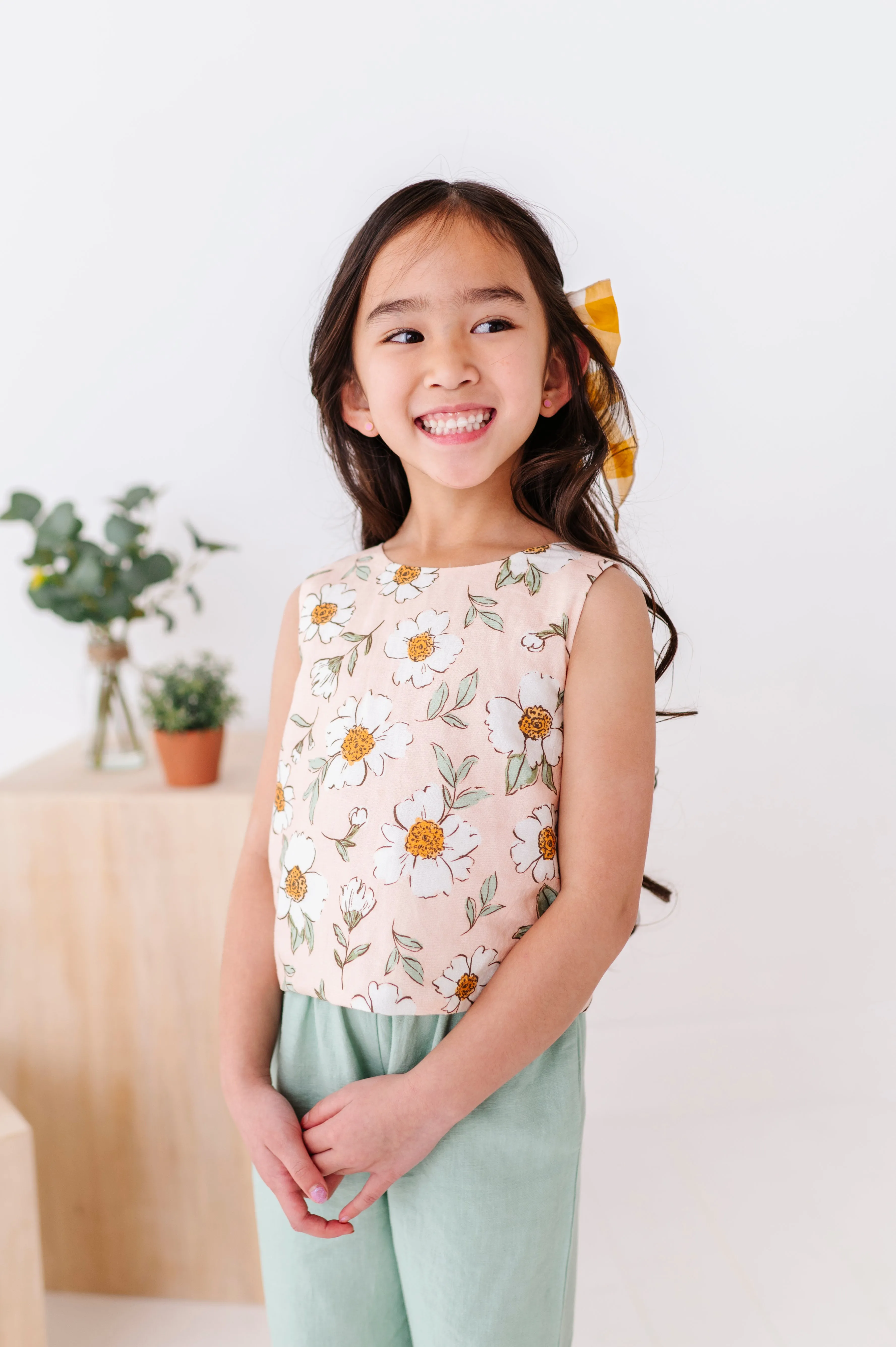 Peachy Peonies | Tie-Back   Crop Pants Set