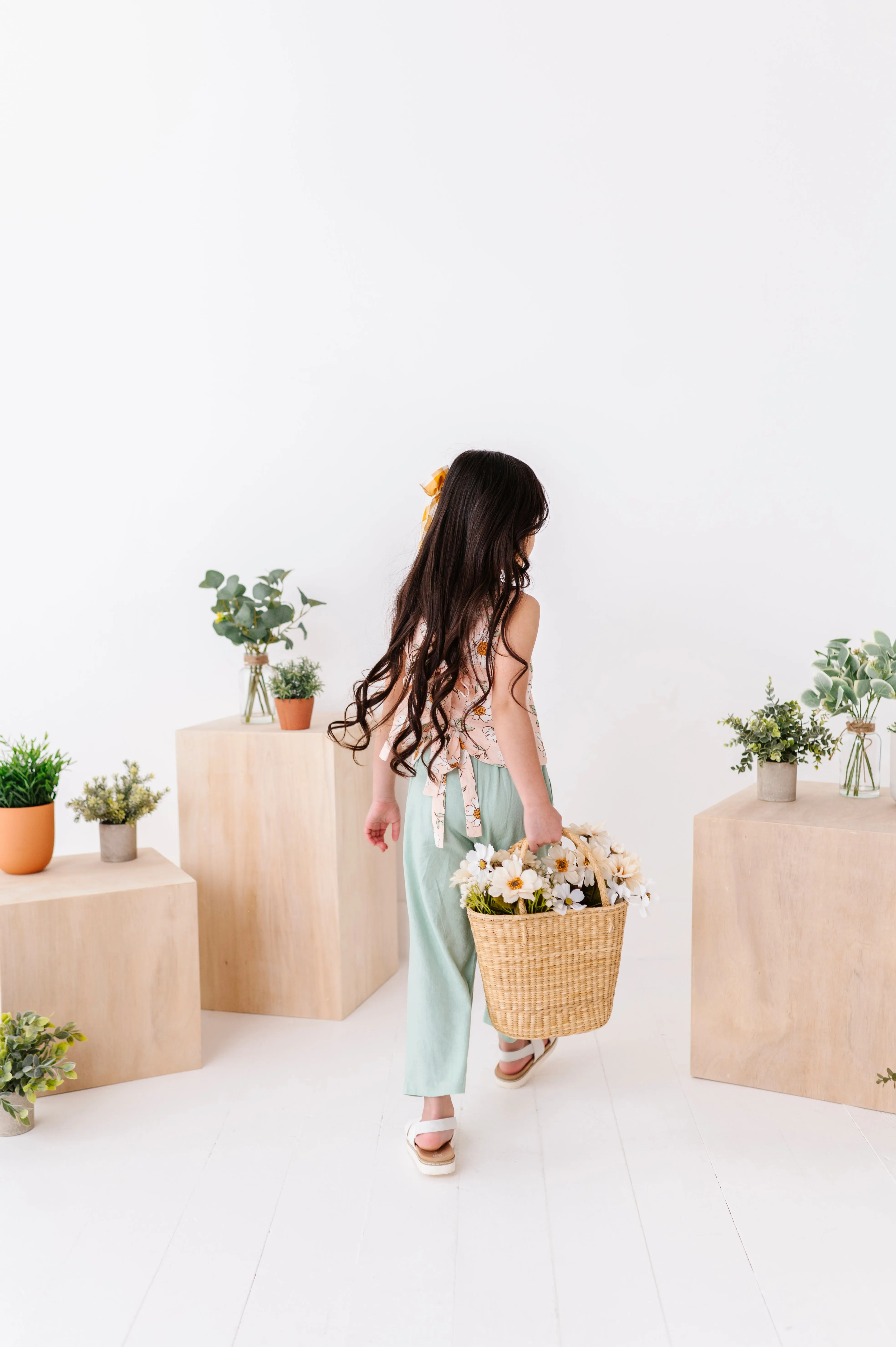 Peachy Peonies | Tie-Back   Crop Pants Set