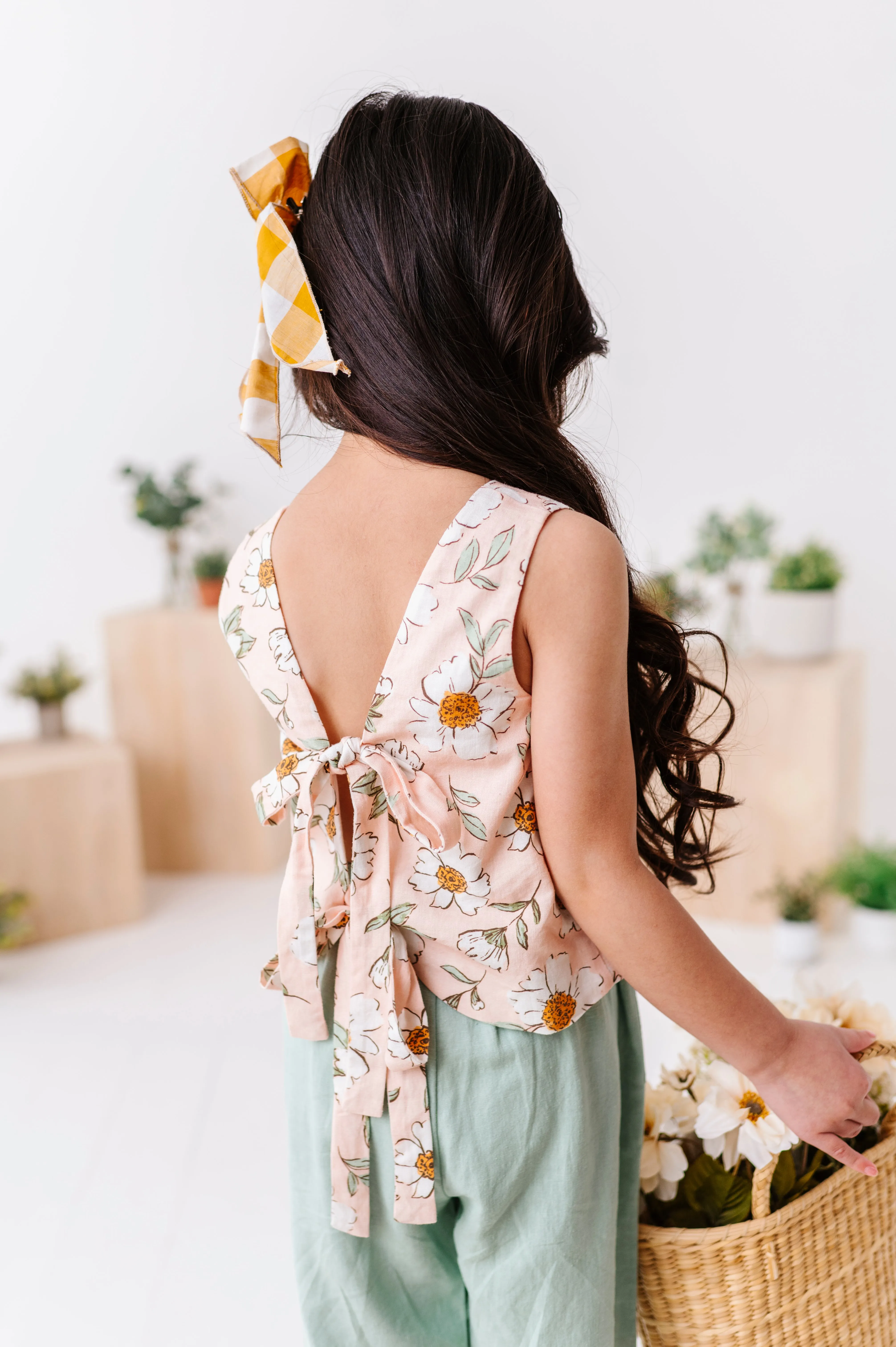 Peachy Peonies | Tie-Back   Crop Pants Set