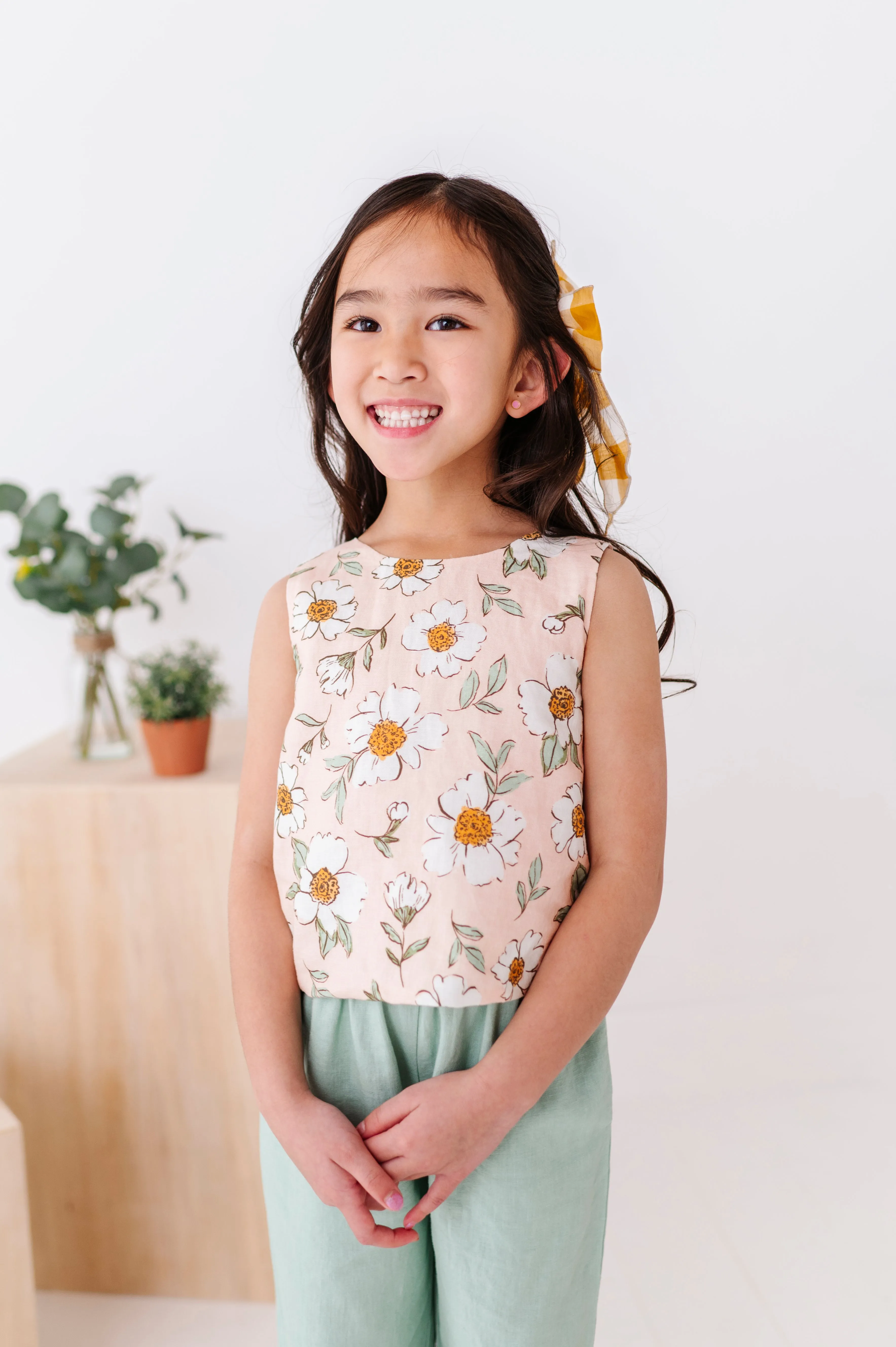 Peachy Peonies | Tie-Back   Crop Pants Set