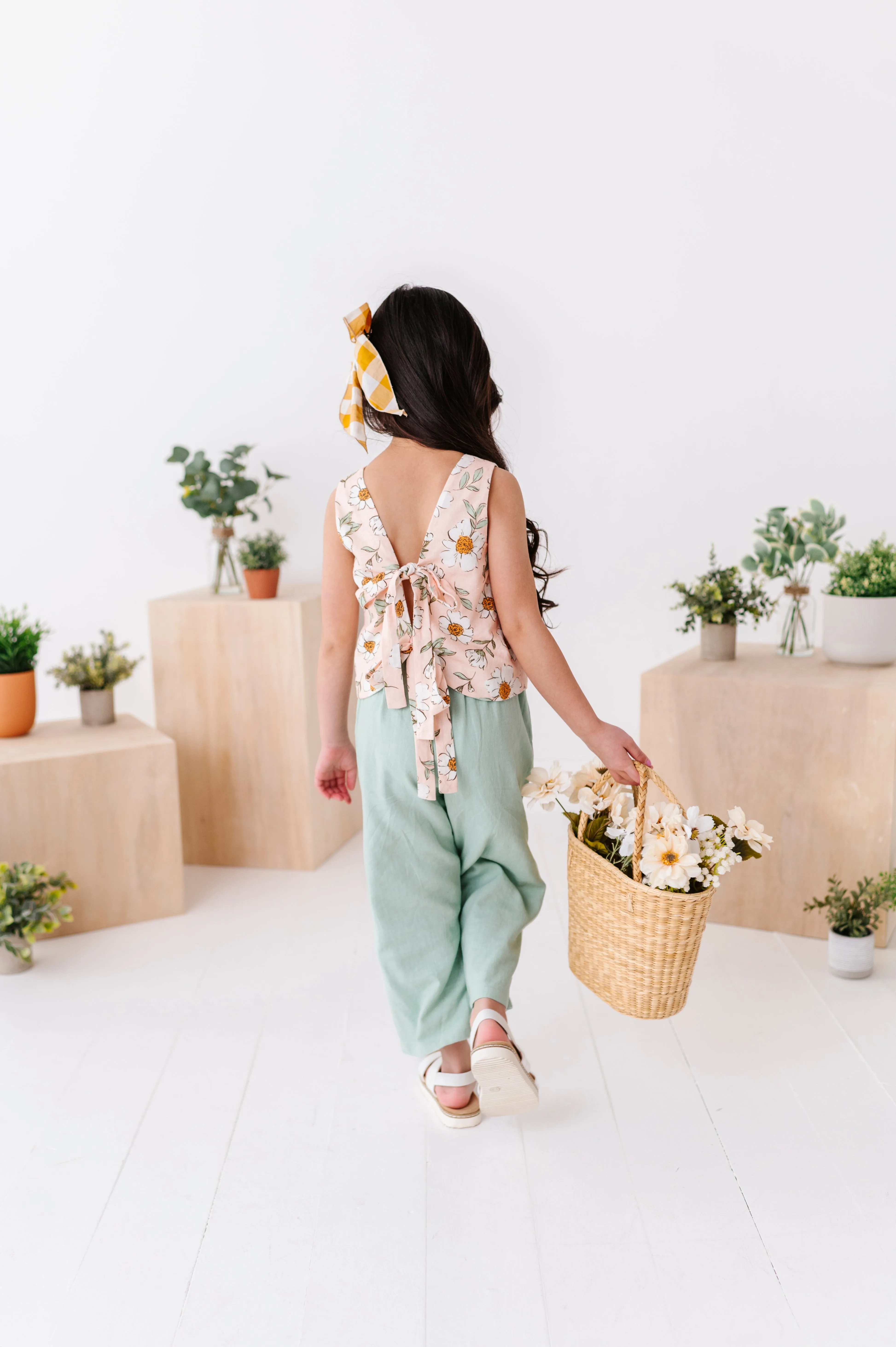 Peachy Peonies | Tie-Back   Crop Pants Set