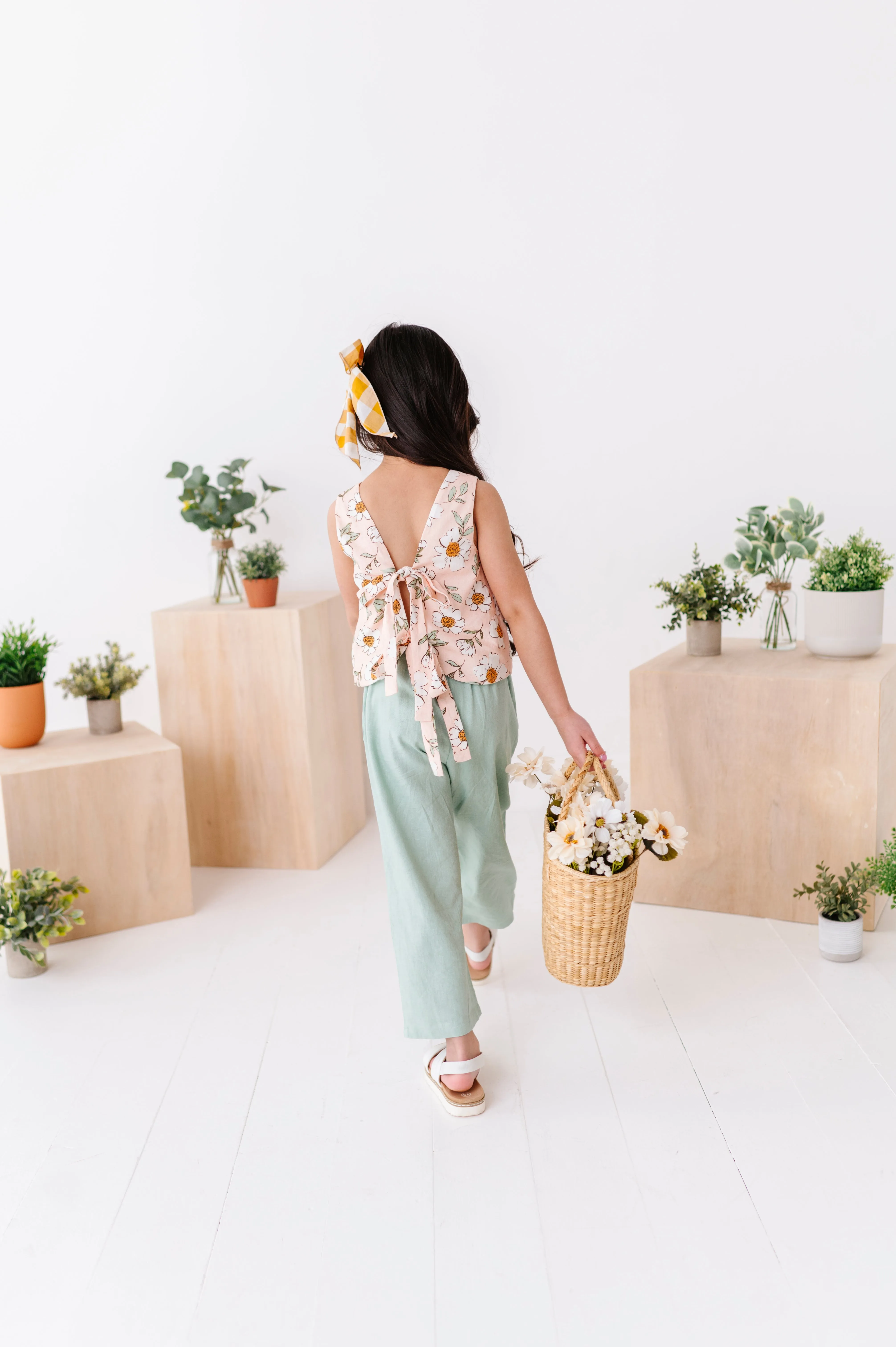 Peachy Peonies | Tie-Back   Crop Pants Set