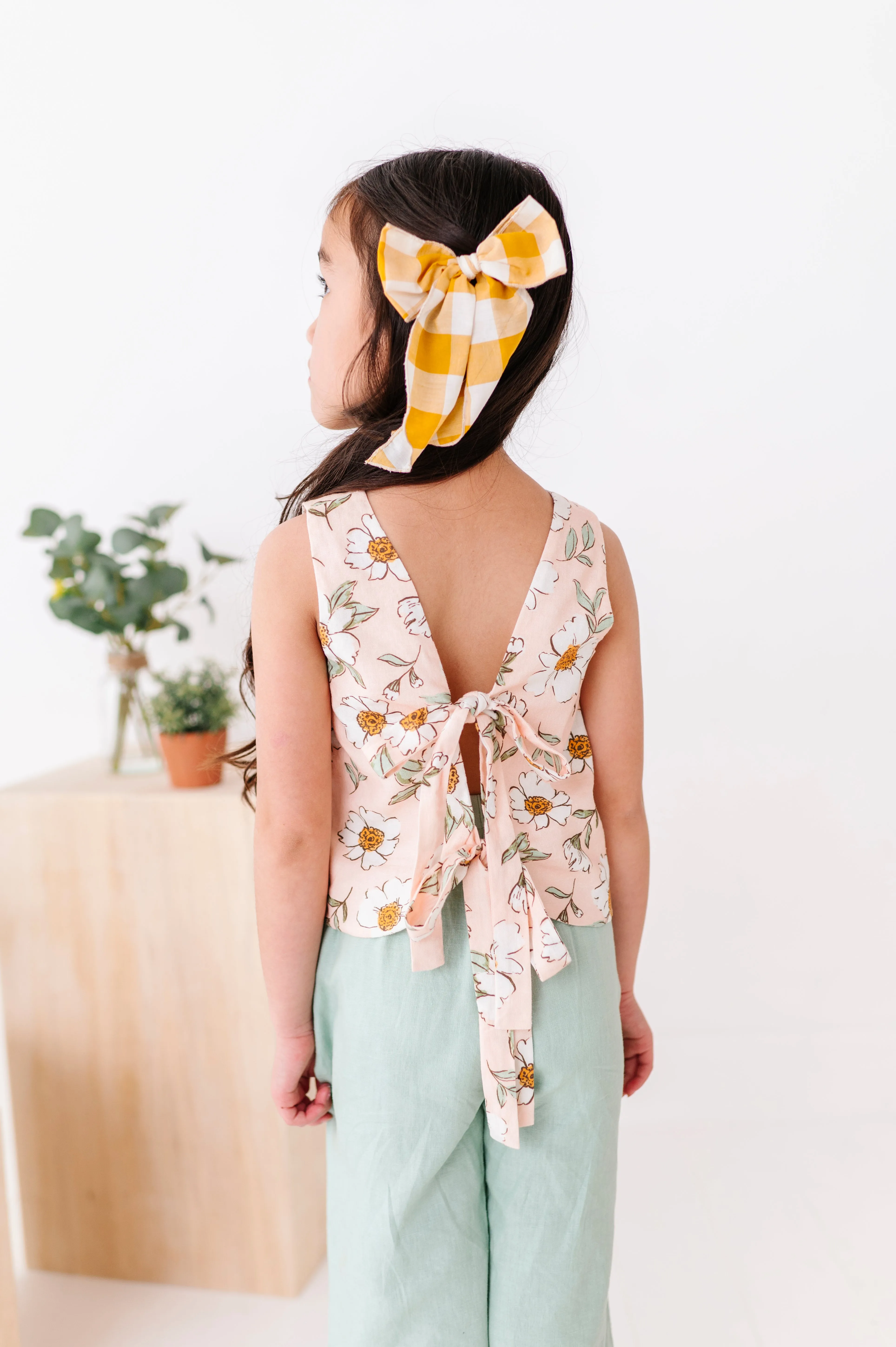Peachy Peonies | Tie-Back   Crop Pants Set