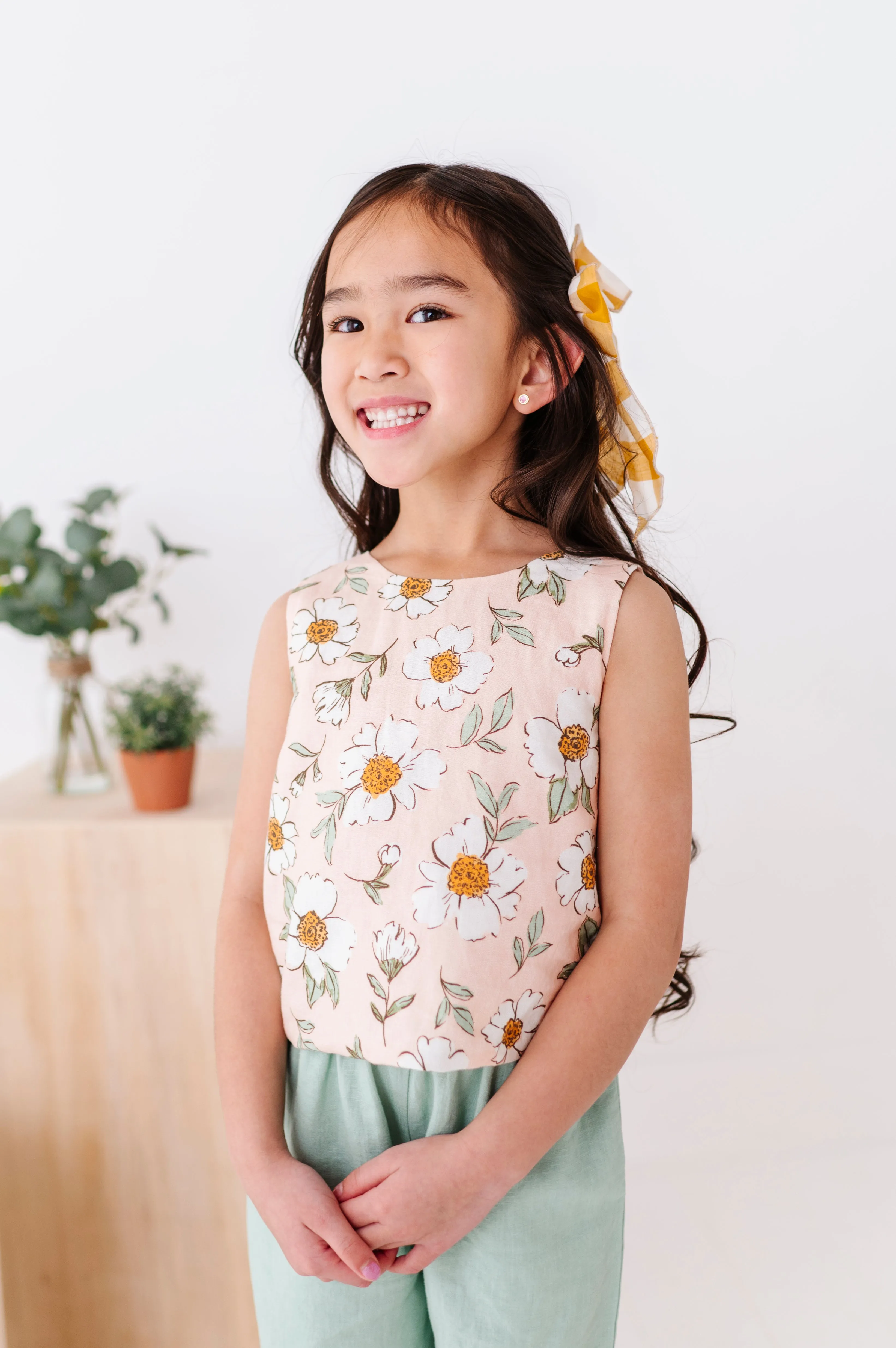 Peachy Peonies | Tie-Back   Crop Pants Set