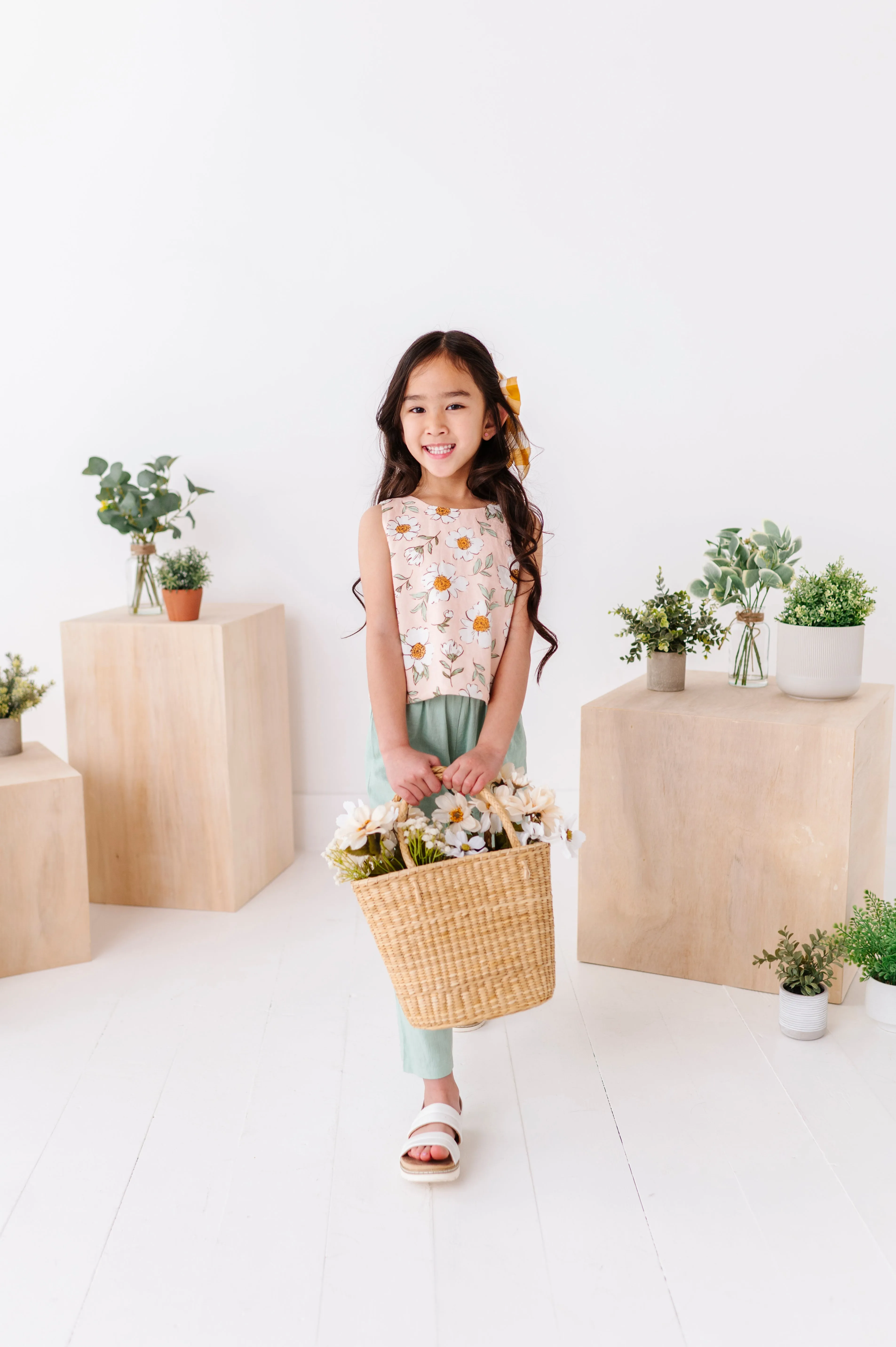Peachy Peonies | Tie-Back   Crop Pants Set