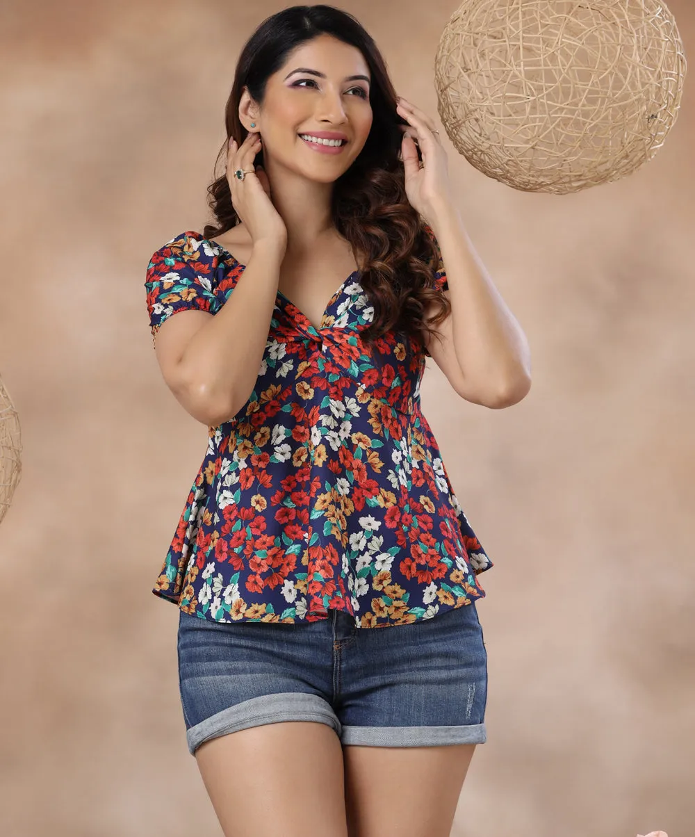 Peplum Embellished Non-Stretch Top