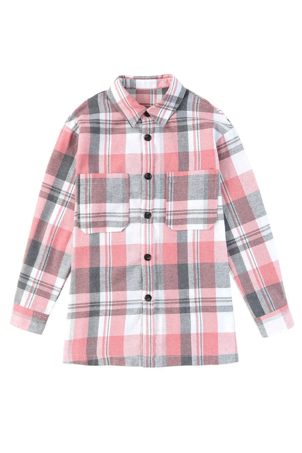 Plaid Button Up Patch Pocket Shirt Shacket