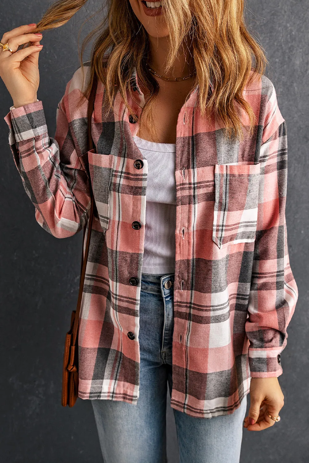 Plaid Button Up Patch Pocket Shirt Shacket
