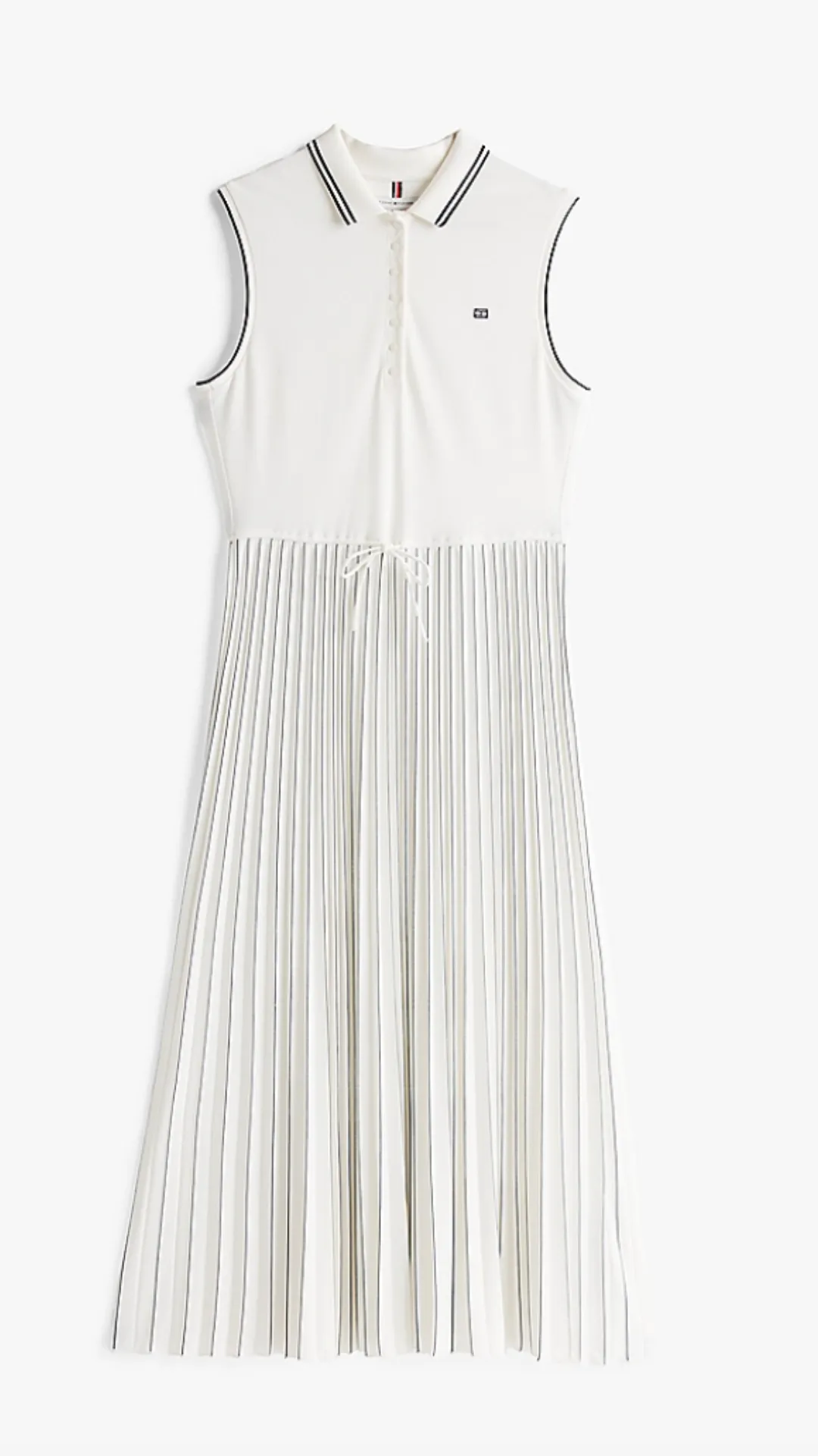 Pleated Sleeveless Maxi Polo Dress