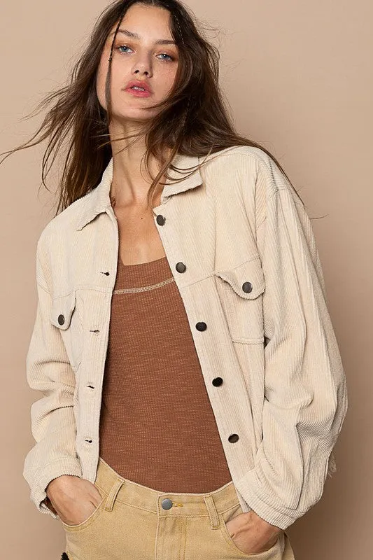 POL Oversized ribbed shacket