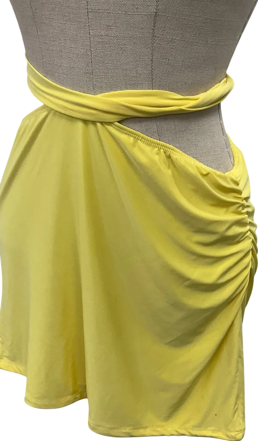 PrettyLittleThing Premium Yellow Double Layer Mini Skirt UK 10