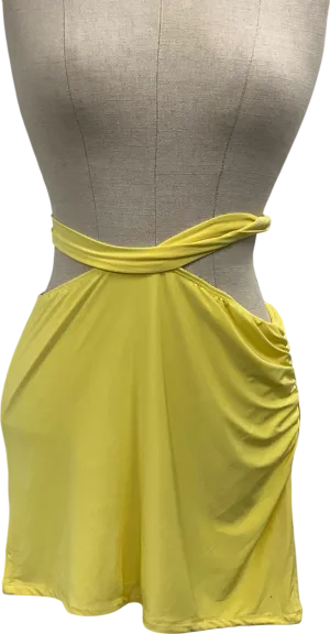 PrettyLittleThing Premium Yellow Double Layer Mini Skirt UK 10