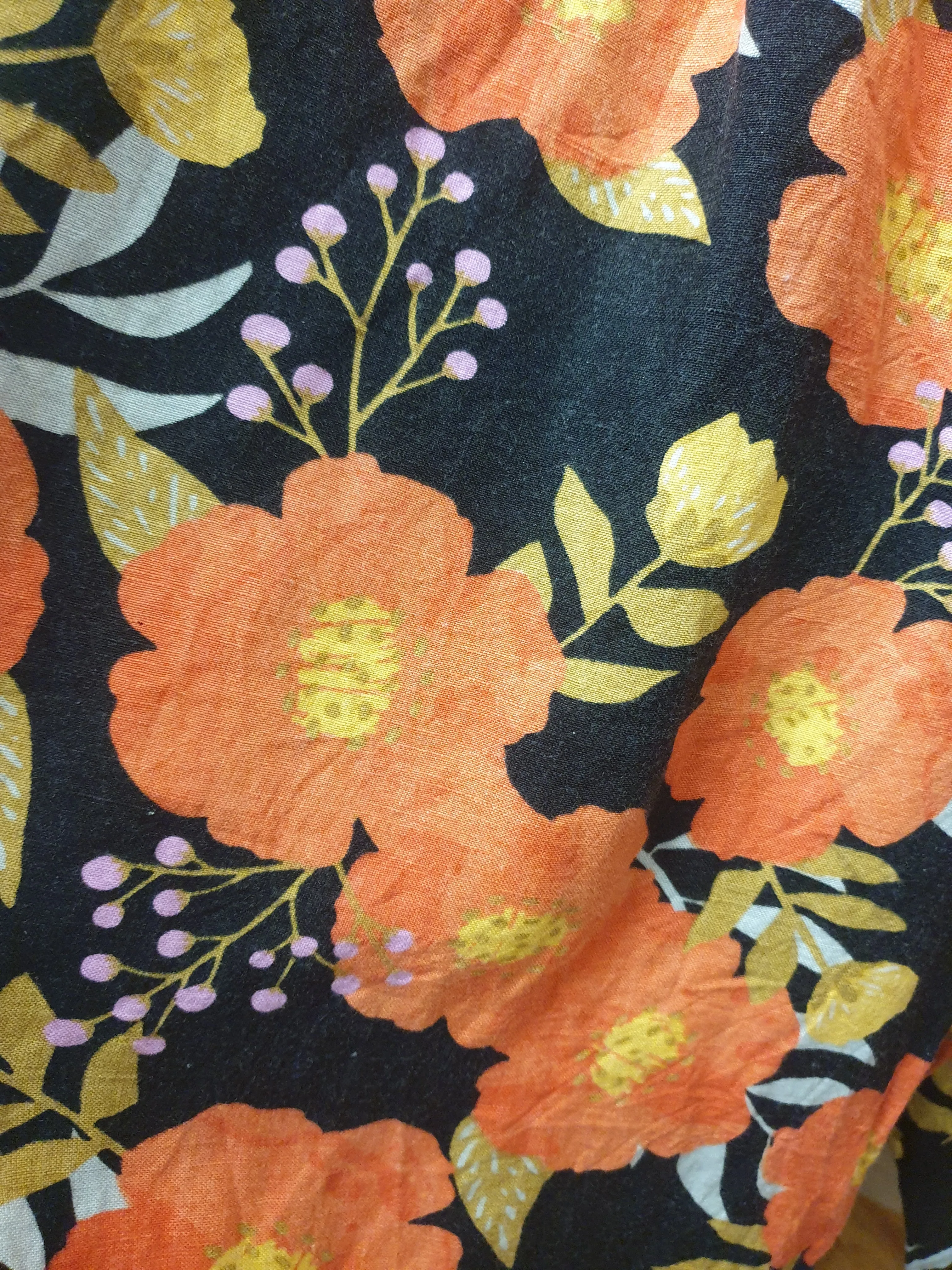 Princess Highway orange flower print wide leg linen mix pants size 8