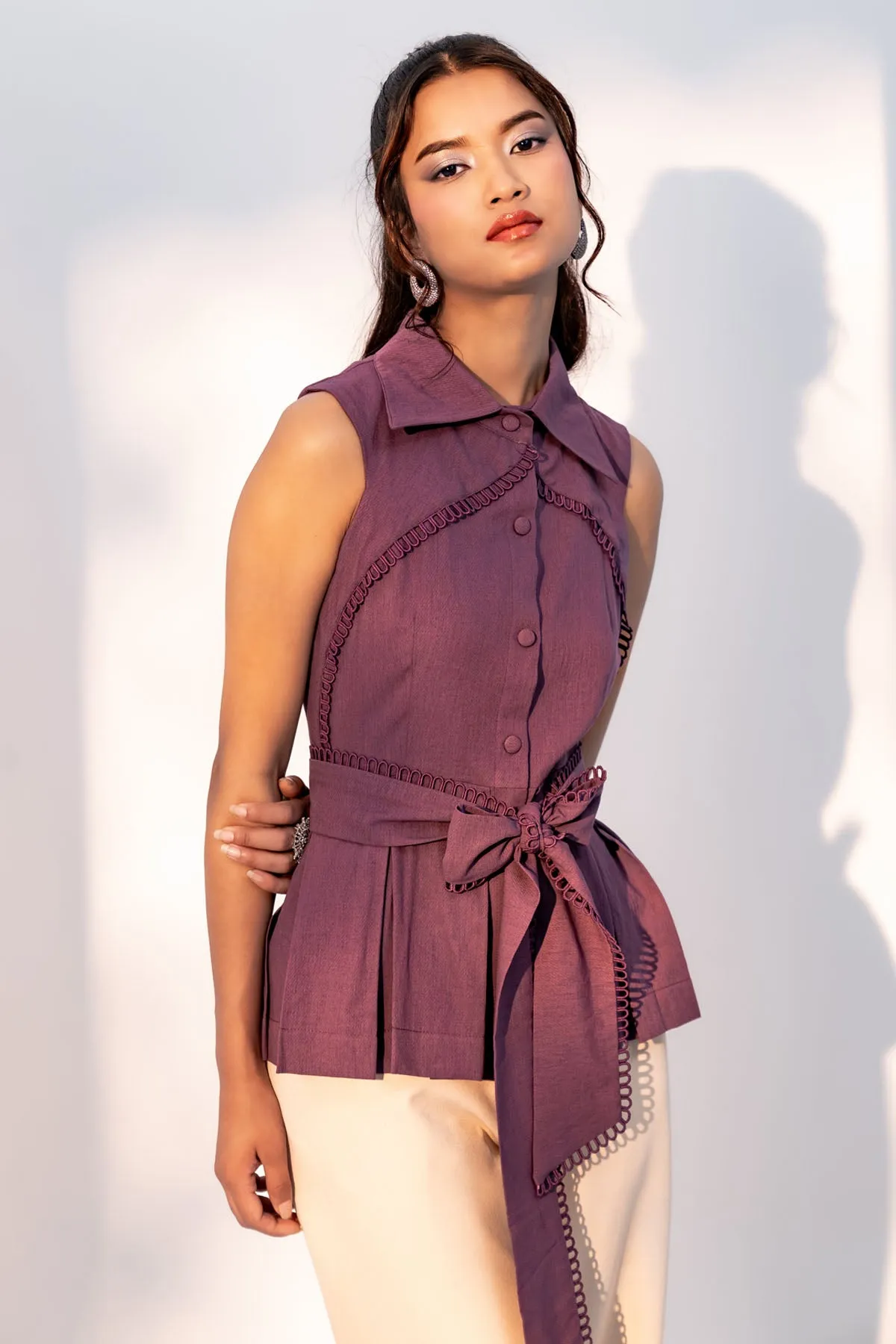 Purple Lace Detail Top & Belt