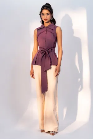 Purple Lace Detail Top & Belt