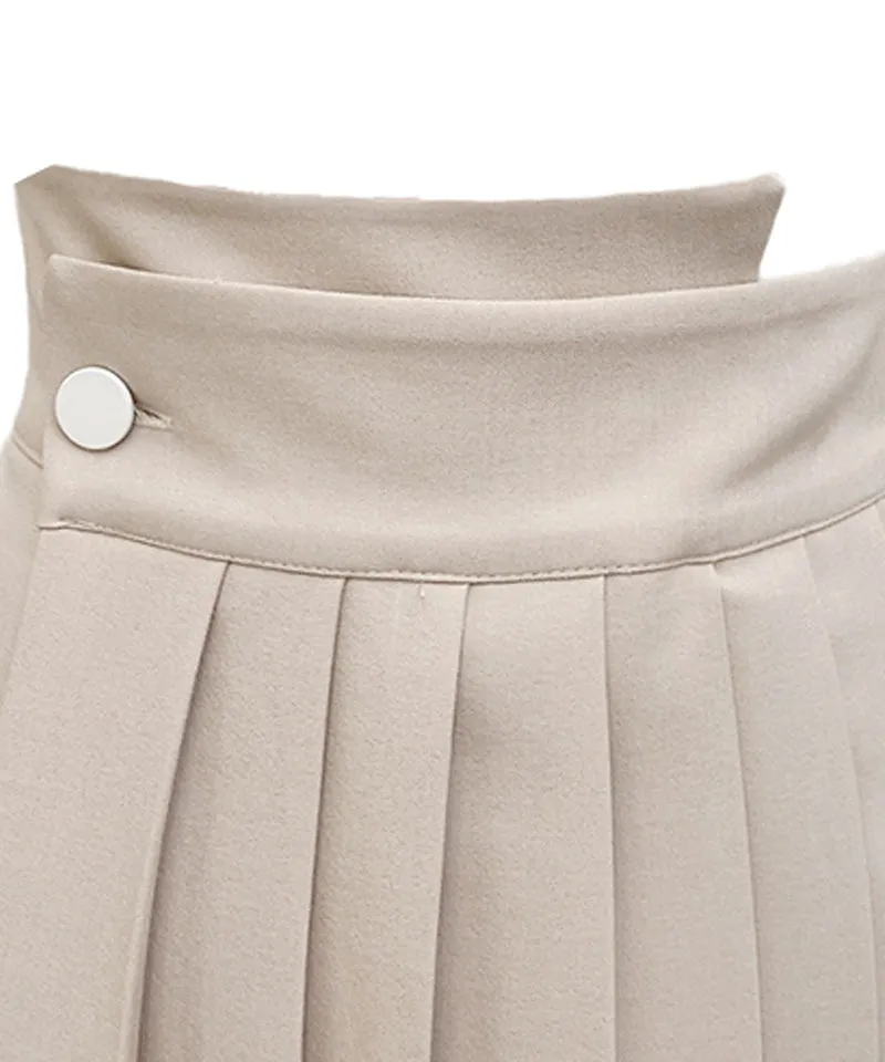 Q.C PLAY: Uneven Pleated Skirt Shorts - 3 Colors