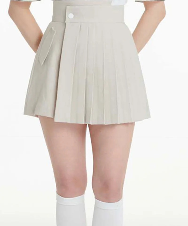 Q.C PLAY: Uneven Pleated Skirt Shorts - 3 Colors