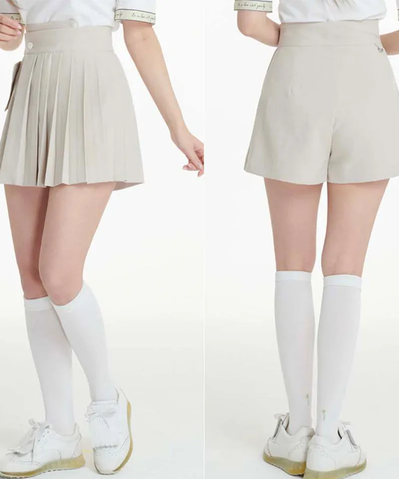 Q.C PLAY: Uneven Pleated Skirt Shorts - 3 Colors