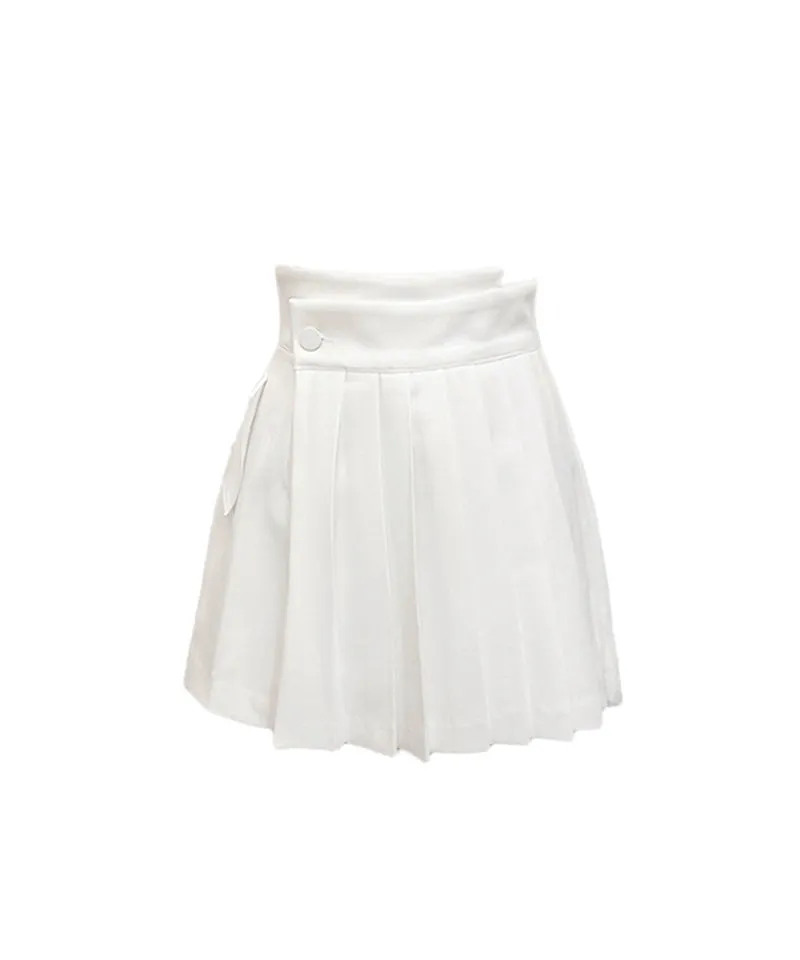 Q.C PLAY: Uneven Pleated Skirt Shorts - 3 Colors