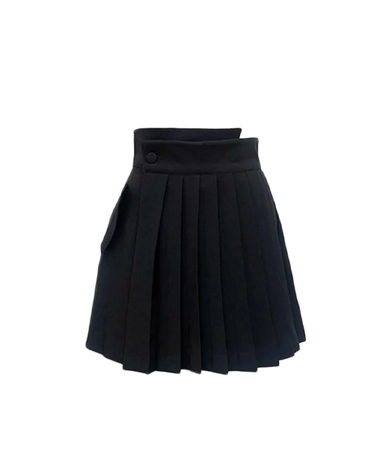 Q.C PLAY: Uneven Pleated Skirt Shorts - 3 Colors