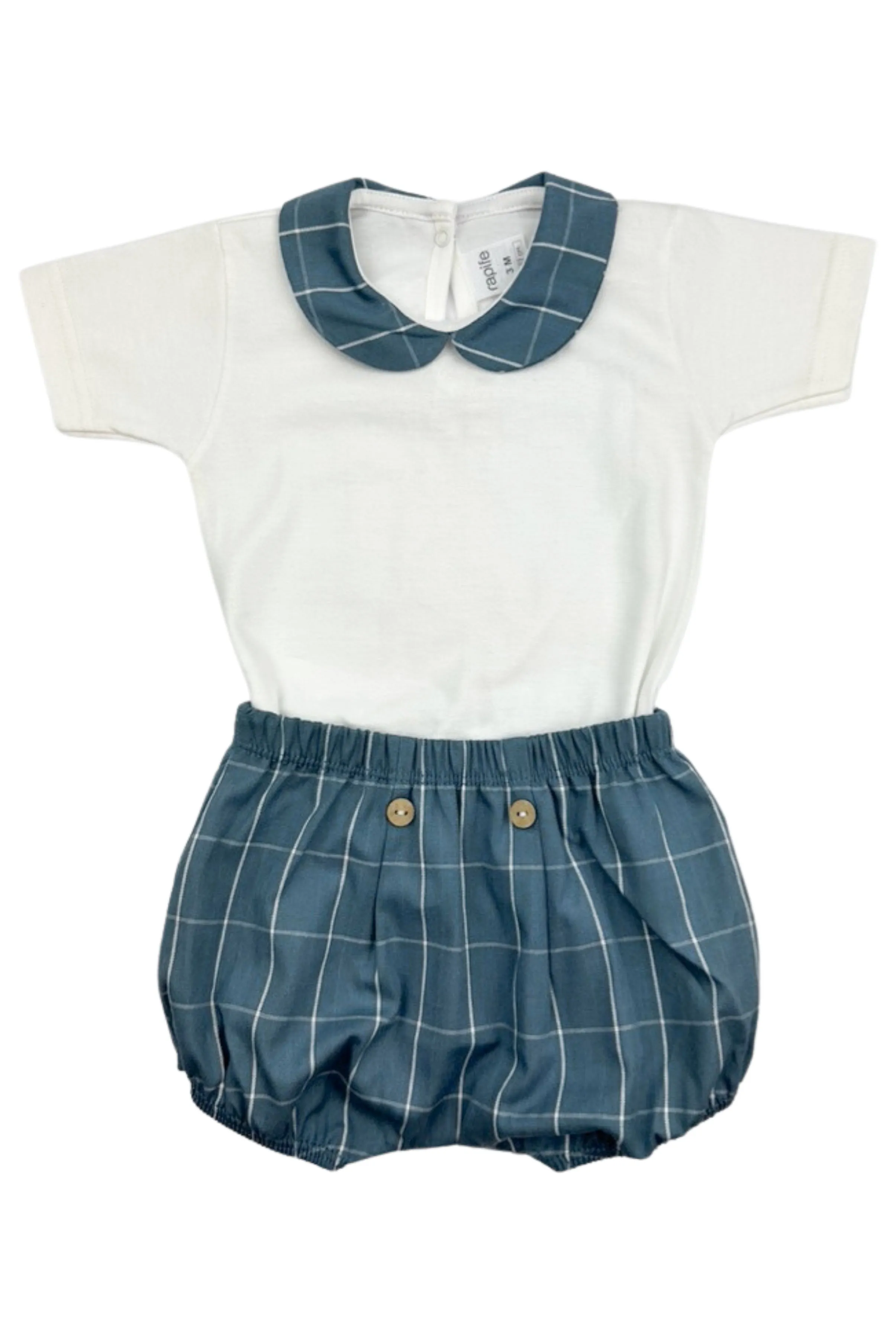"Baxter" Dusky Blue Checked Bodysuit & Jam Pants