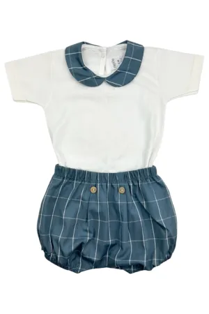 "Baxter" Dusky Blue Checked Bodysuit & Jam Pants