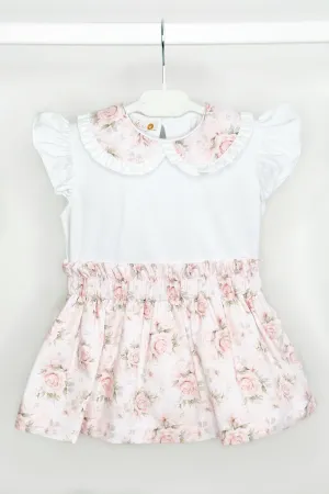 "Wendy" Pale Pink Vintage Floral Top & Skirt