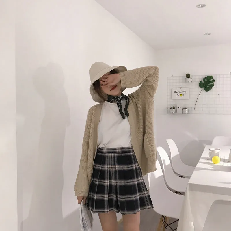"XS-5XL PLUS SIZE YELLOW/BLACK PLAID" PLEATED SKIRT K110804
