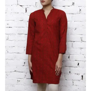 Red Cotton Printed Kurta