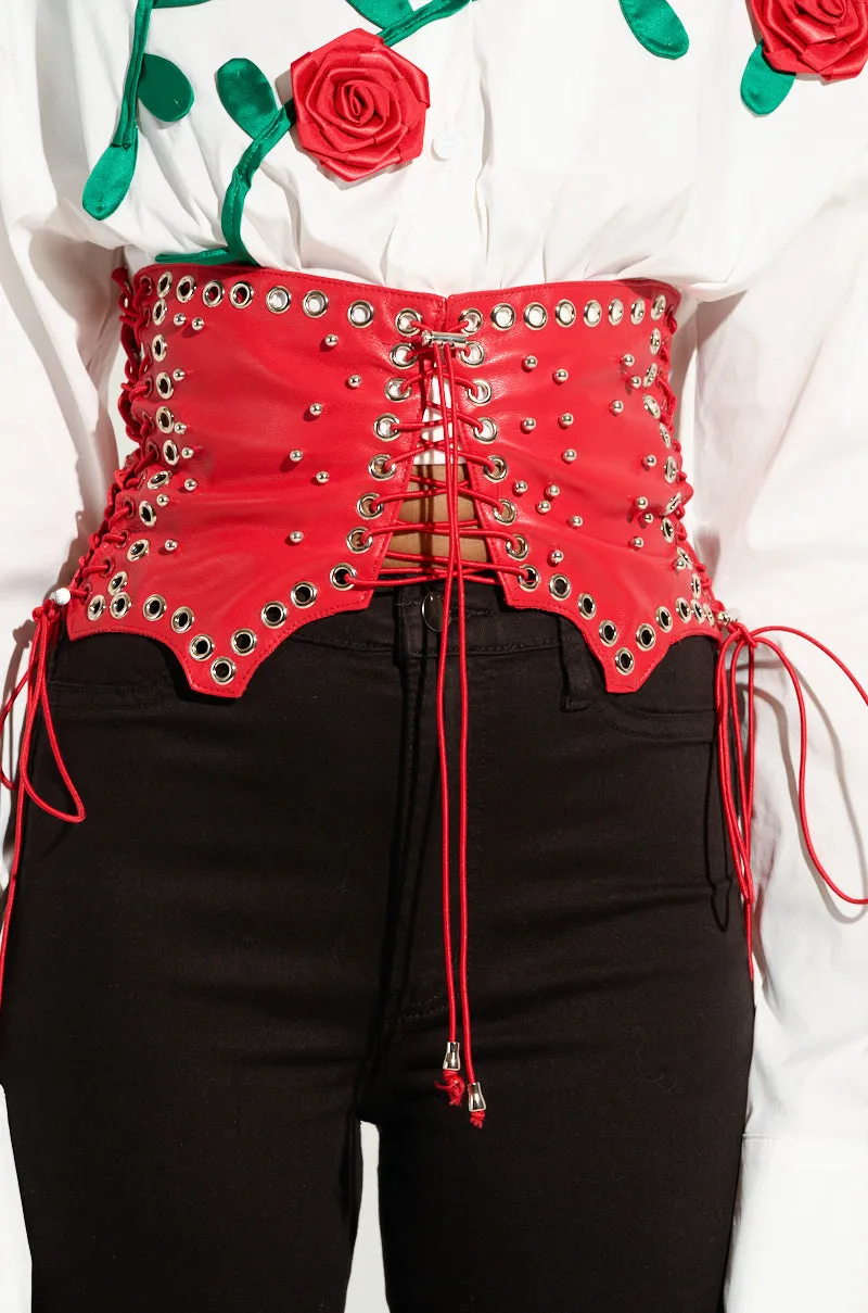 RED ROOM LACE UP BELT
