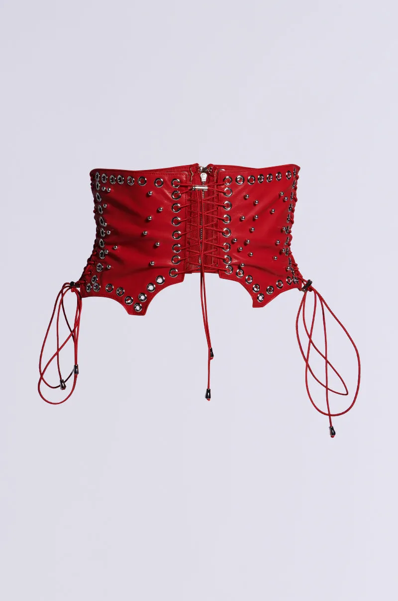 RED ROOM LACE UP BELT