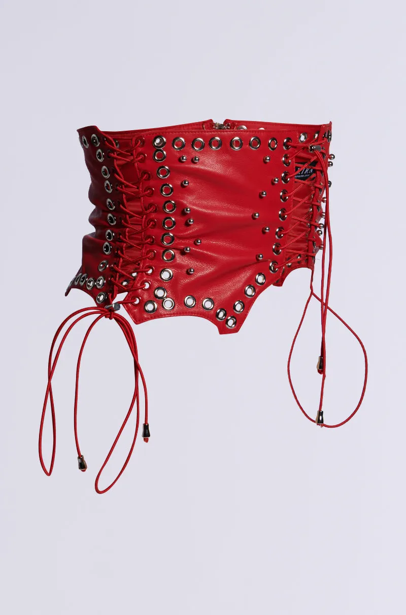 RED ROOM LACE UP BELT