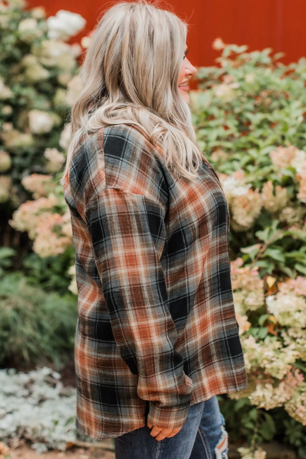 Remarkable Moments Plaid Top- Amber & Grey