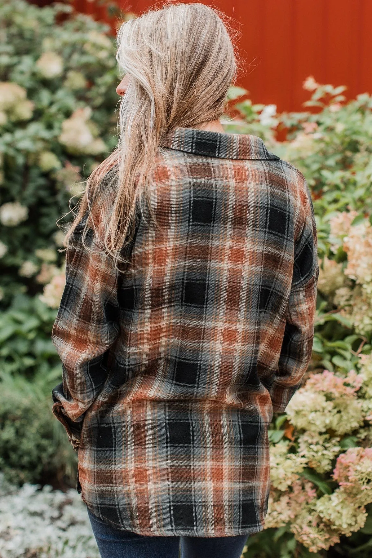 Remarkable Moments Plaid Top- Amber & Grey