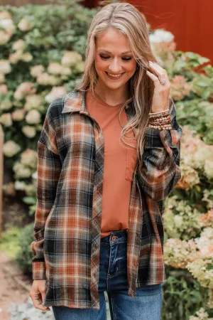 Remarkable Moments Plaid Top- Amber & Grey