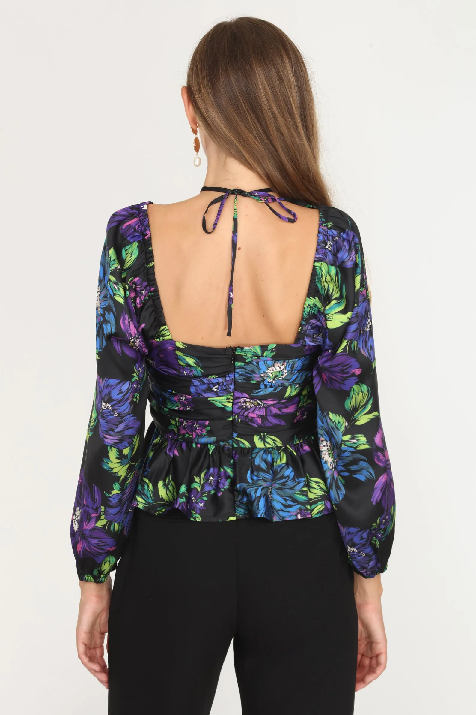 Rena Ruched Keyhole Blouse - RECYCLED POLY