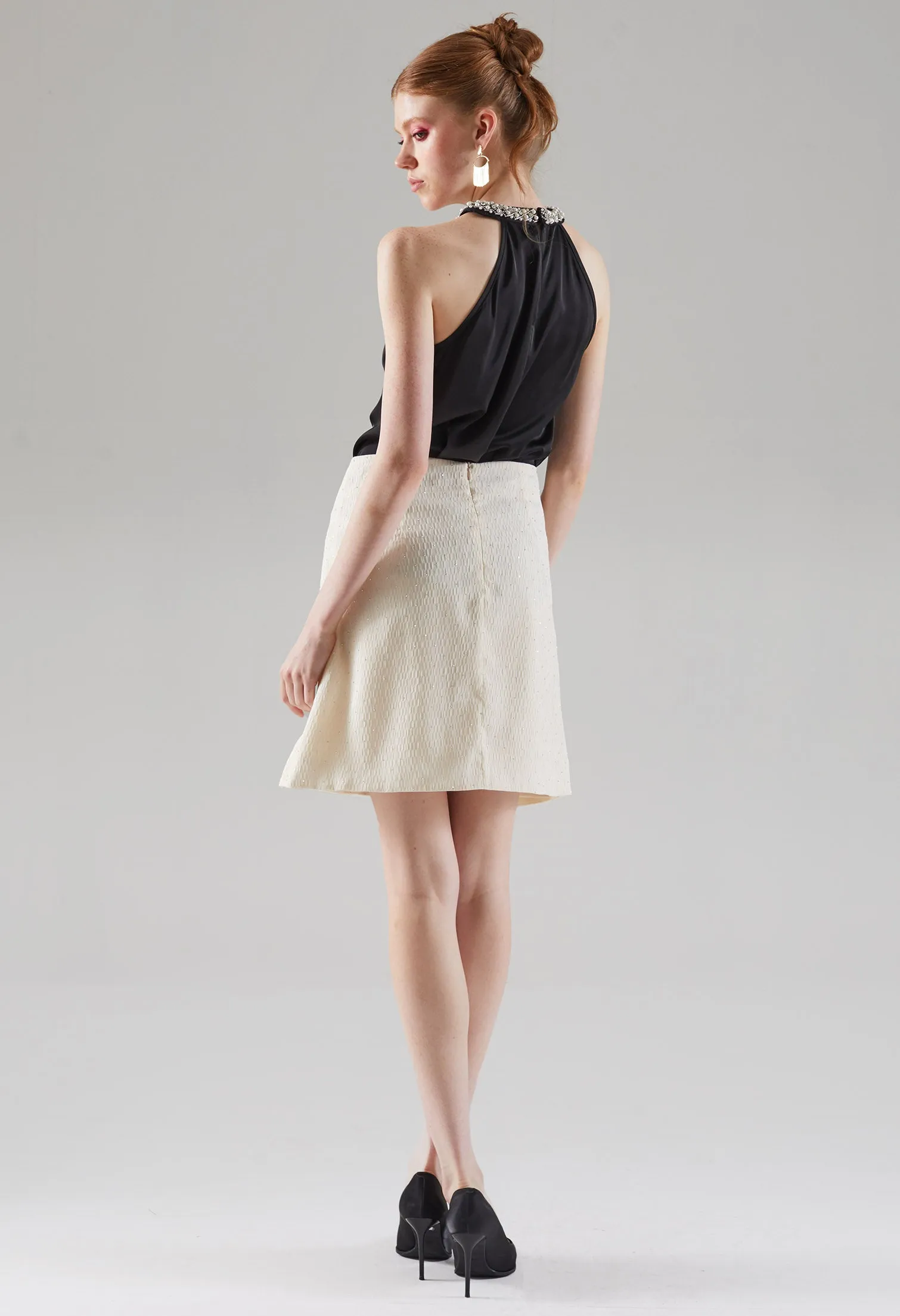 Rhinestone Faux Wrap Skirt