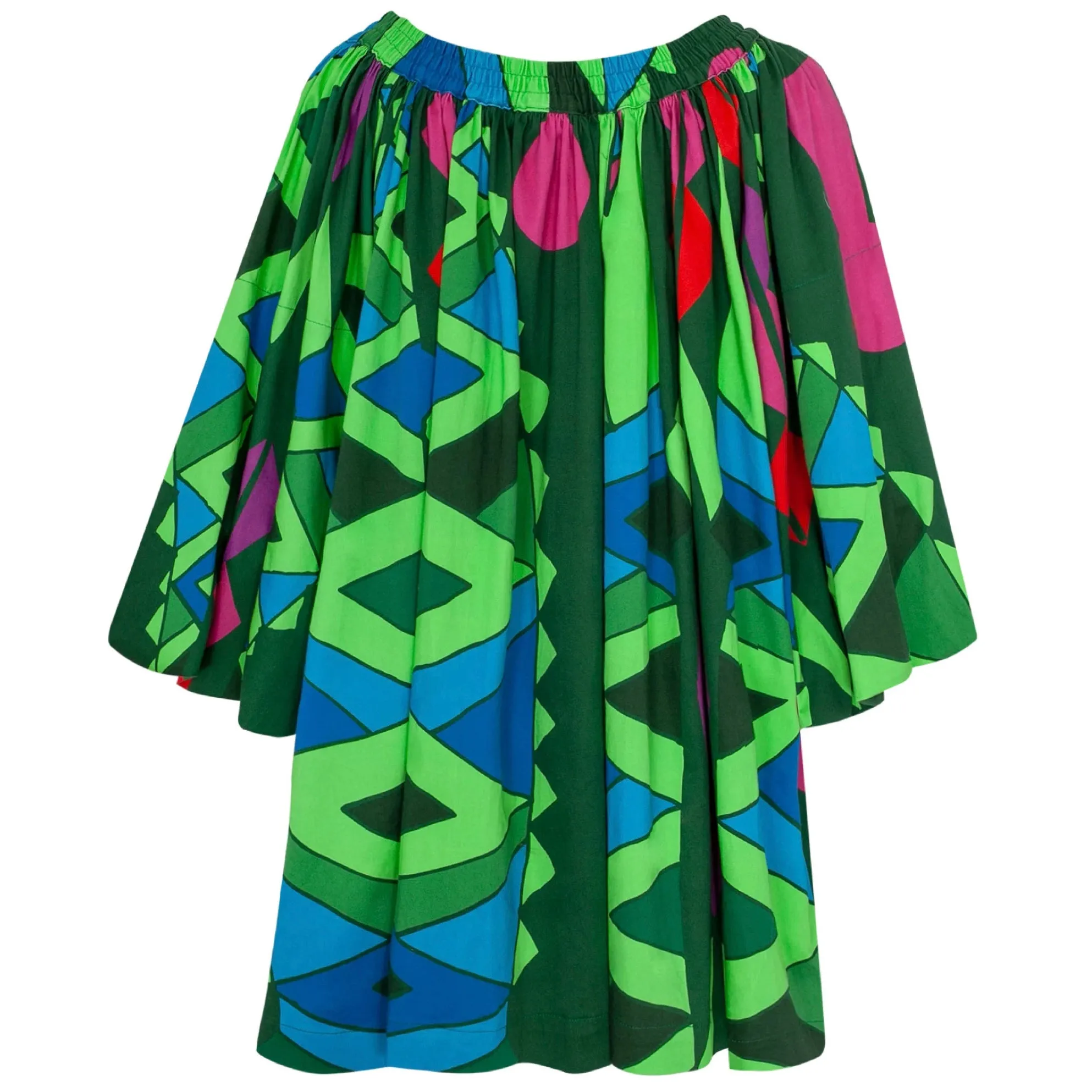 Rianna   Nina Green Multi Krokodilos Print Ingrid Cotton Geometria Raglan Blouse
