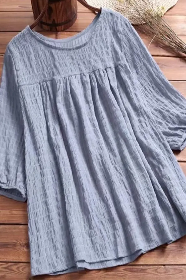 Round Neck Cotton Blouse