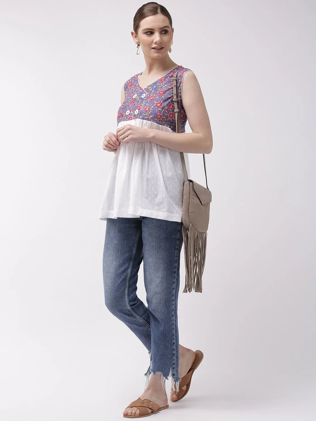 Rust Colour Top With Buttons