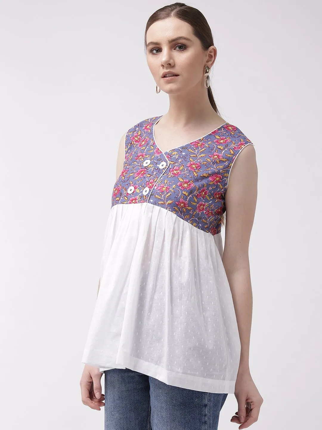 Rust Colour Top With Buttons