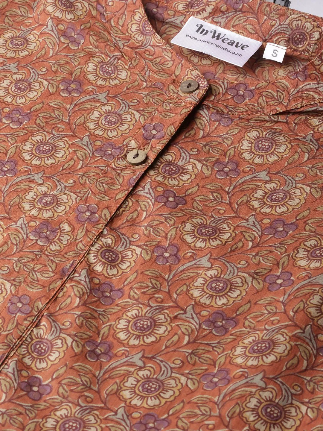 Rust Print Peplum Top