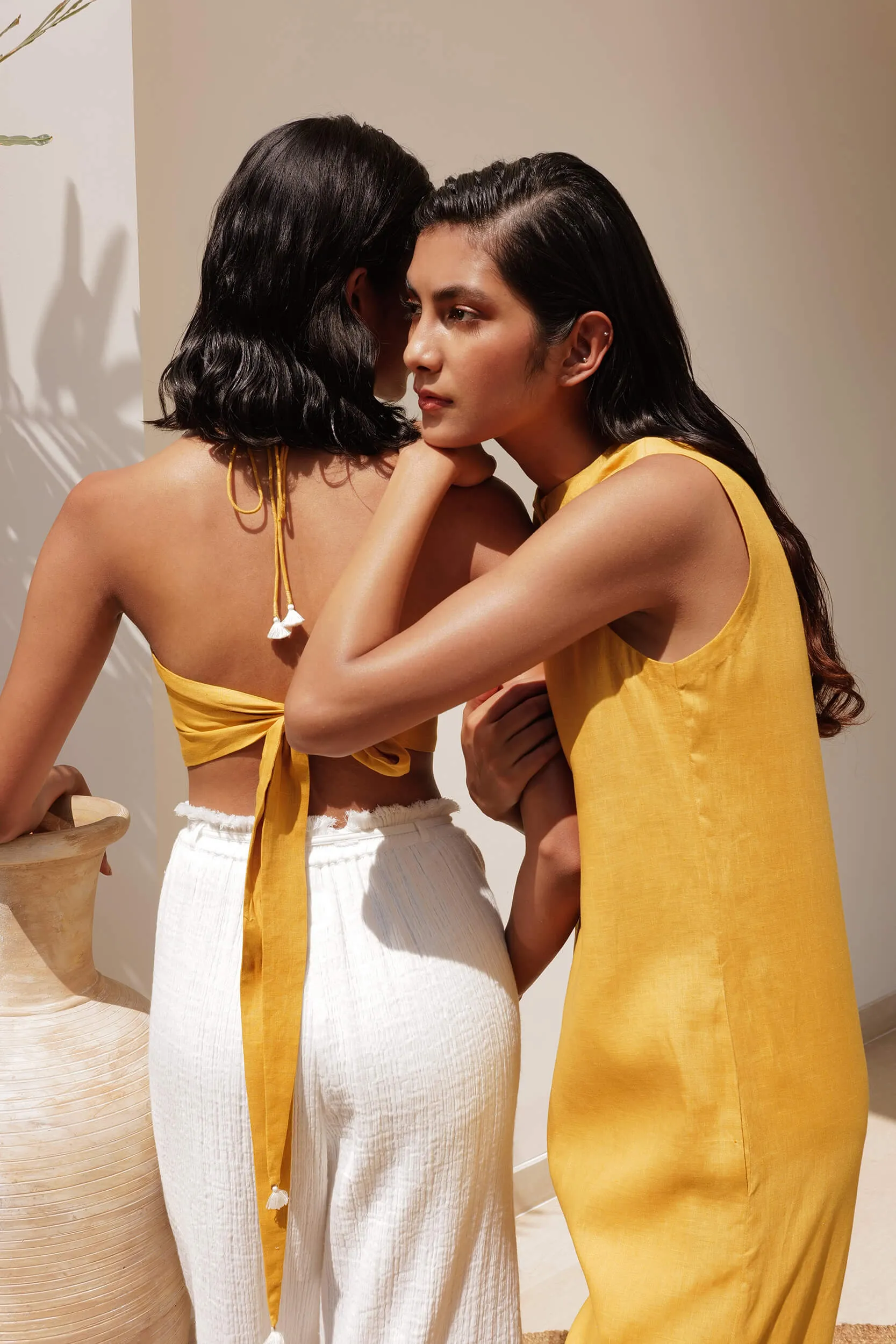 Sand Basic Tie Back Bandeau (Mustard)