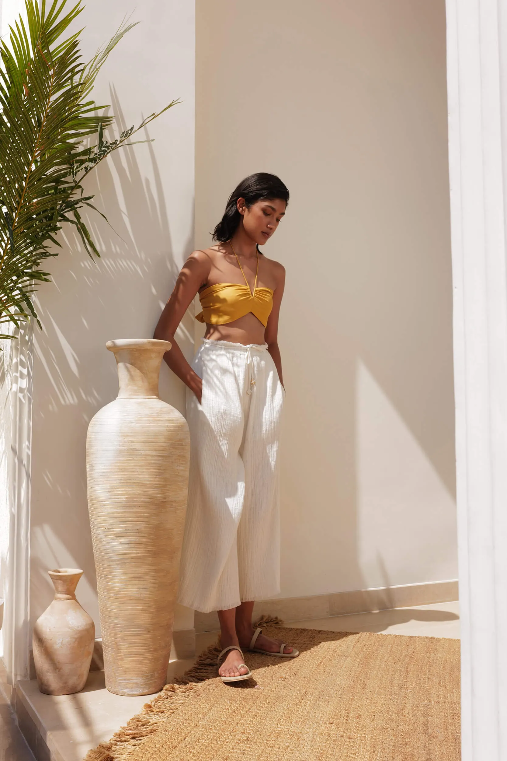 Sand Basic Tie Back Bandeau (Mustard)
