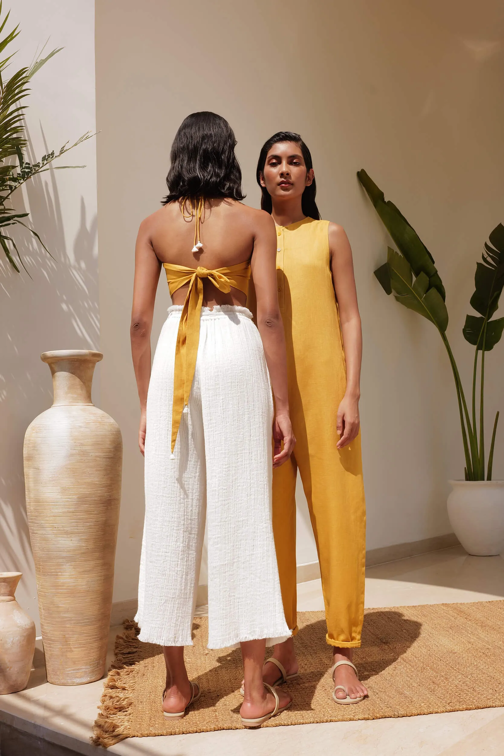 Sand Basic Tie Back Bandeau (Mustard)