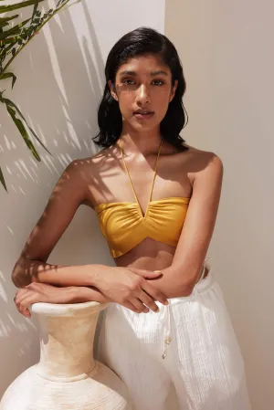 Sand Basic Tie Back Bandeau (Mustard)